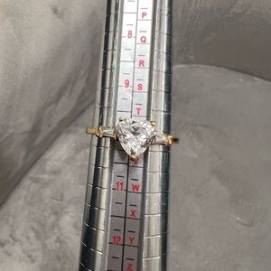 Heart Shaped CZ Gold Tone Ring, Size 10